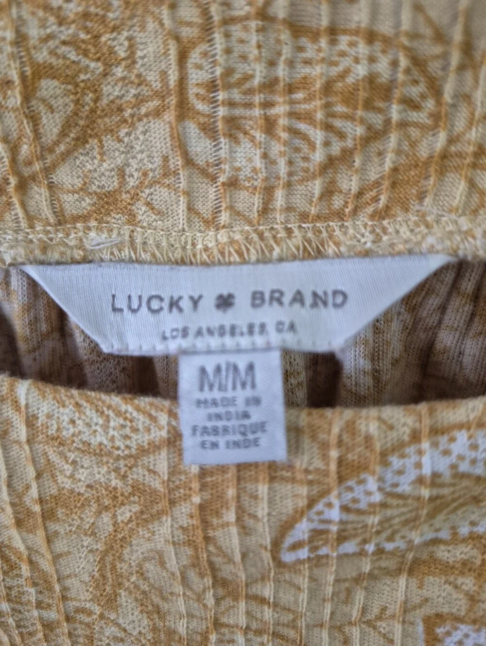 Lucky Brand Mustard Floral Smocked Square-Neck Blouse - Picture 6 of 9